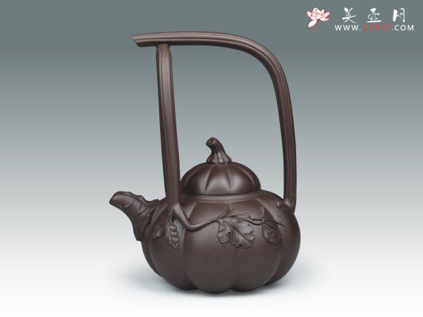 紫砂壶图片：南瓜提梁 - 宜兴紫砂壶网