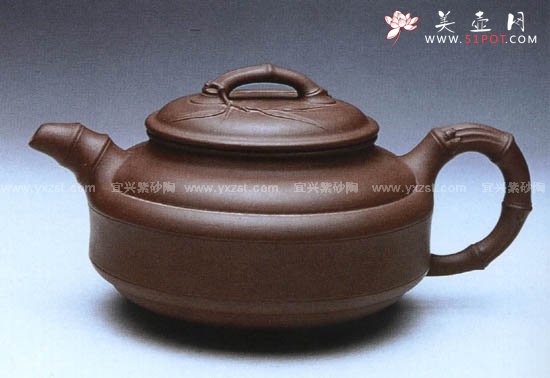 紫砂壶图片：双线竹鼓壶 - 宜兴紫砂壶网