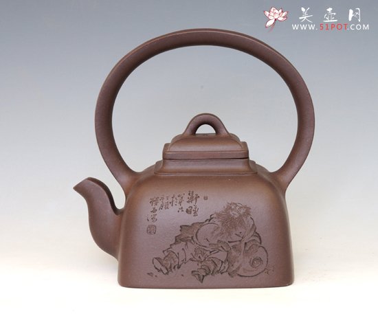 紫砂壶图片：四方提梁750cc - 宜兴紫砂壶网