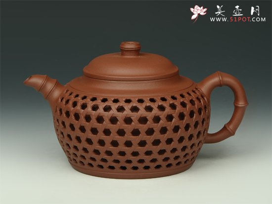 紫砂壶图片：双层镂空竹编 - 宜兴紫砂壶网
