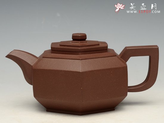 紫砂壶图片：六方抽盖雪华 - 宜兴紫砂壶网