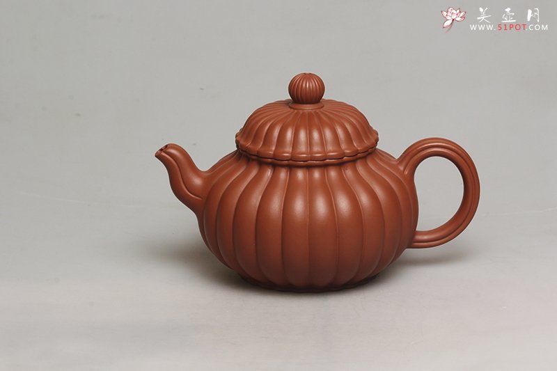 紫砂壶图片：朱泥筋纹壶 - 宜兴紫砂壶网
