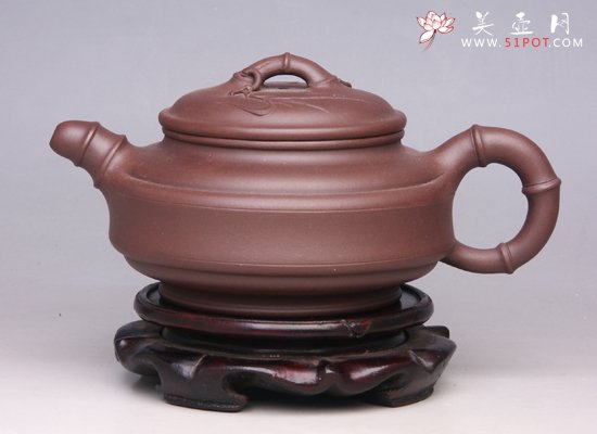 紫砂壶图片：双线竹鼓 - 宜兴紫砂壶网