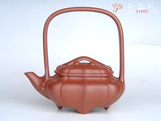 紫砂壶图片：菱花提梁 - 宜兴紫砂壶网