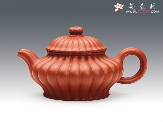 紫砂壶图片：筋纹扁灯 - 宜兴紫砂壶网