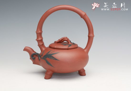 紫砂壶图片：君子风范（圣竹提梁系列） - 宜兴紫砂壶网