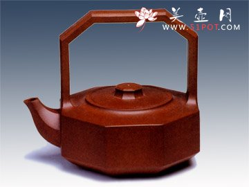 紫砂壶图片：钻石提梁壶第三届太湖博览会银奖 - 宜兴紫砂壶网