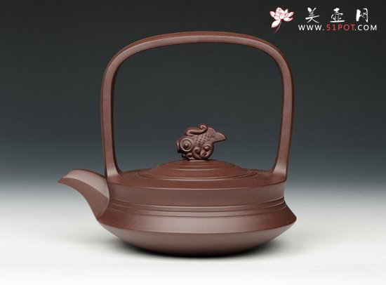 紫砂壶图片：鱼壶提梁 - 宜兴紫砂壶网