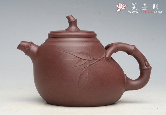 紫砂壶图片：斜竹壶 - 宜兴紫砂壶网