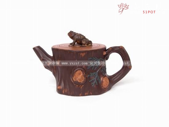 紫砂壶图片：蛤蟆柏树桩 - 宜兴紫砂壶网