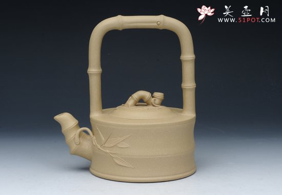 紫砂壶图片：高竹提梁 - 宜兴紫砂壶网