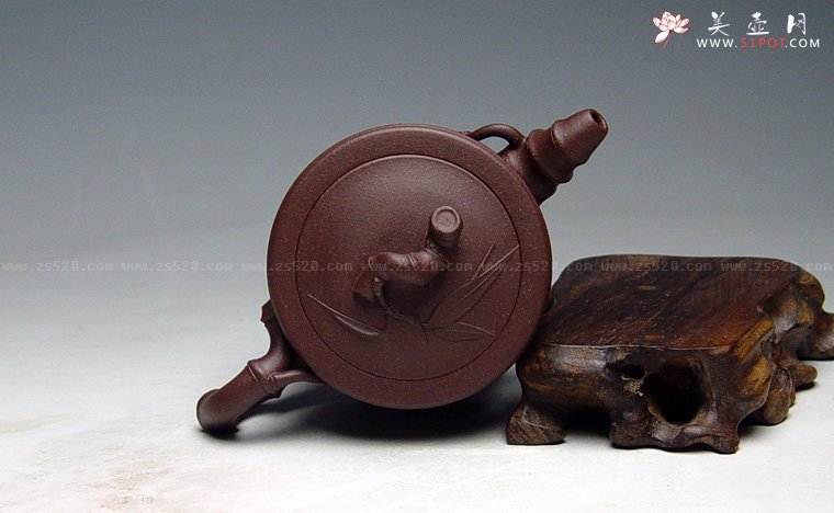 紫砂壶图片：《竹段》紫泥，200cc - 宜兴紫砂壶网