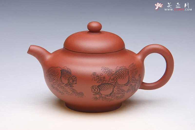 紫砂壶图片：金玉满堂（小）朱萍萍制作 朱建伟镌刻 - 宜兴紫砂壶网