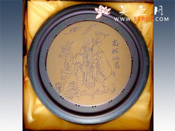 紫砂壶图片：字画寿星 - 宜兴紫砂壶网