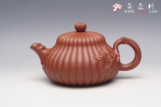 紫砂壶图片：菊花飘香壶 清水泥 750CC - 宜兴紫砂壶网