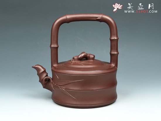 紫砂壶图片：竹节提梁壶 - 宜兴紫砂壶网