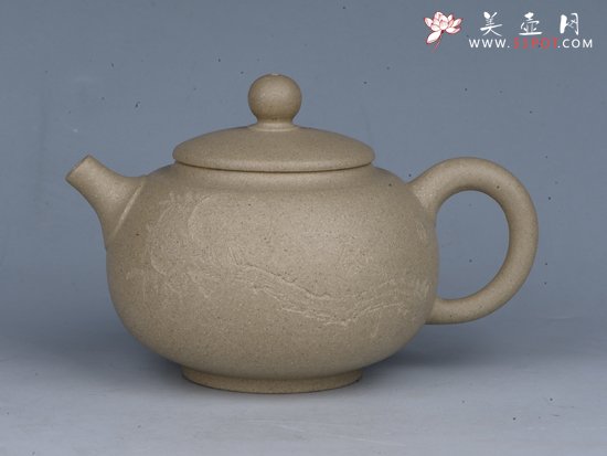 紫砂壶图片：圆珠 容量：200cc  泥料：本山绿泥 - 宜兴紫砂壶网