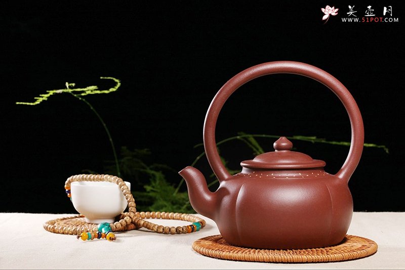 紫砂壶图片：筋纹玉棠提梁 - 宜兴紫砂壶网