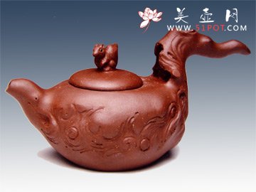 紫砂壶图片：树桩松鼠 - 宜兴紫砂壶网