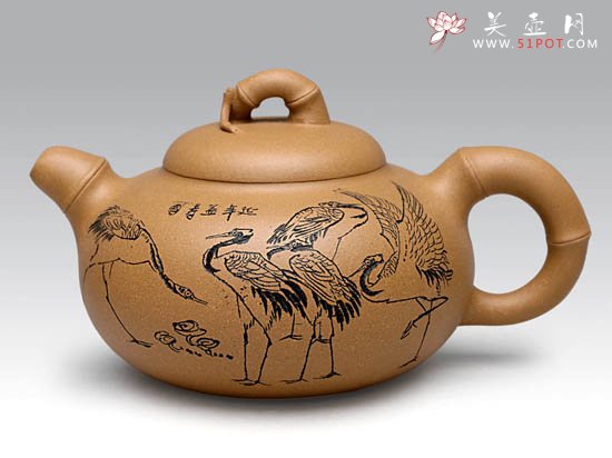 紫砂壶图片：贺寿  泥料：黄段泥  容量：400CC - 宜兴紫砂壶网