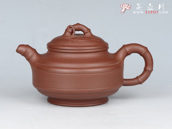 紫砂壶图片：双线竹鼓 容量：350cc 泥料：底槽清 - 宜兴紫砂壶网