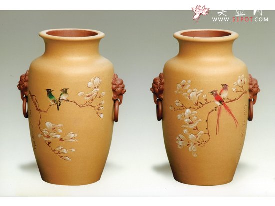 紫砂壶图片：灯笼瓶   泥料：清水泥上粉段泥 - 宜兴紫砂壶网