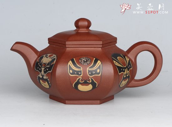 紫砂壶图片：六方脸谱 - 宜兴紫砂壶网