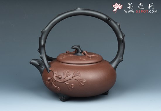 紫砂壶图片：银杏提梁 - 宜兴紫砂壶网