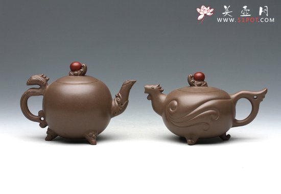 紫砂壶图片：龙凤对壶 - 宜兴紫砂壶网