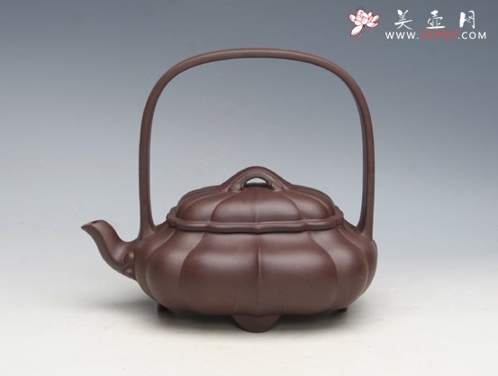 紫砂壶图片：菱花提梁 副本 - 宜兴紫砂壶网