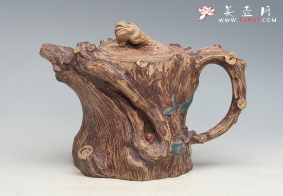 紫砂壶图片：金蟾树桩壶 - 宜兴紫砂壶网