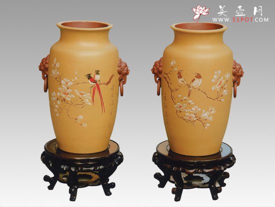 紫砂壶图片：灯笼瓶   泥料：清水泥上粉段泥 - 宜兴紫砂壶网