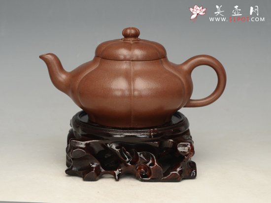 紫砂壶图片：菱花筋囊   容量：250cc - 宜兴紫砂壶网