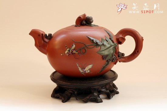 紫砂壶图片：松鼠葡萄 - 宜兴紫砂壶网