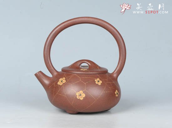 紫砂壶图片：冰梅提梁 - 宜兴紫砂壶网