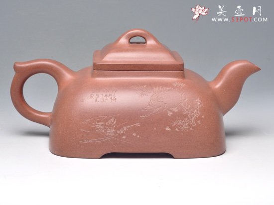 紫砂壶图片：觚棱 青灰泥 800cc - 宜兴紫砂壶网