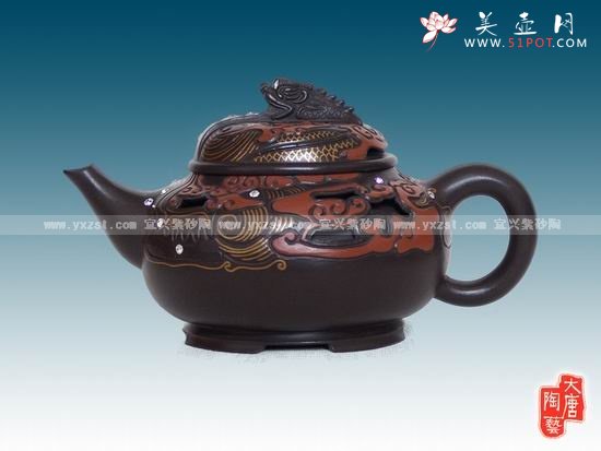 紫砂壶图片：龙头老大金丝壶 - 宜兴紫砂壶网