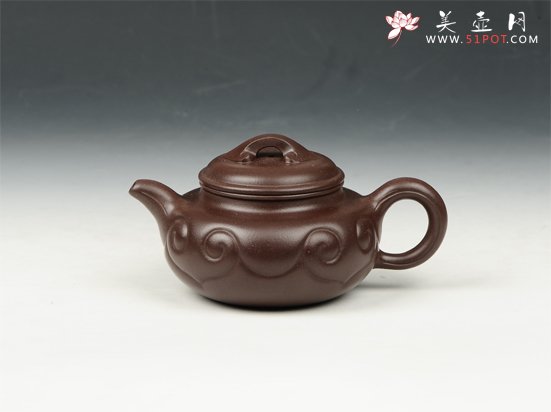 紫砂壶图片：如意仿古 260cc 原矿老紫泥 - 宜兴紫砂壶网