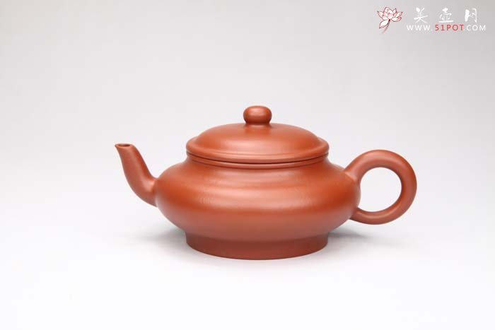 紫砂壶图片：虚扁 朱泥 - 宜兴紫砂壶网