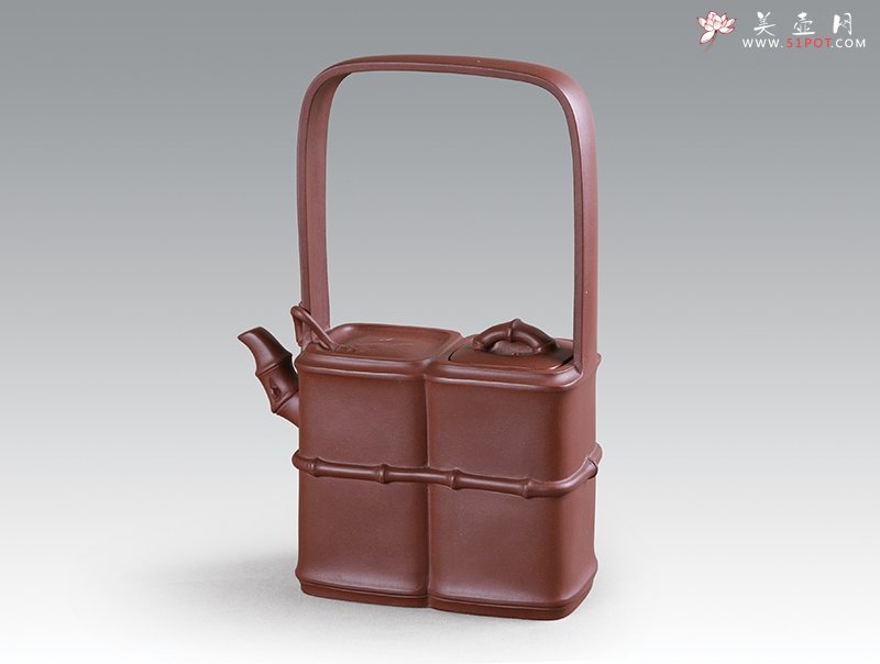 紫砂壶图片：双竹提梁壶 - 宜兴紫砂壶网