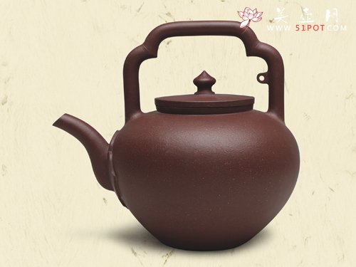 紫砂壶图片：吴经提梁（全手工制作） - 宜兴紫砂壶网