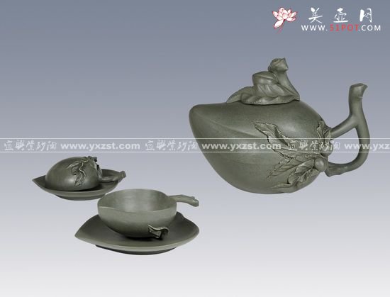 紫砂壶图片：寿桃茶具壶 拷贝 - 宜兴紫砂壶网
