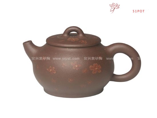 紫砂壶图片：一壶春雨梨花红 - 宜兴紫砂壶网