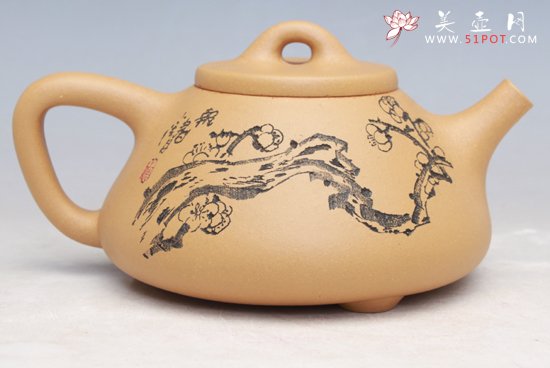 紫砂壶图片：子冶石瓢杨洋制厉上清刻 - 宜兴紫砂壶网