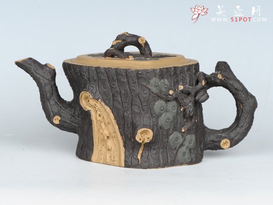 紫砂壶图片：松段   泥料：本山绿泥 - 宜兴紫砂壶网