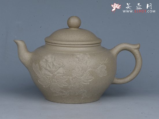 紫砂壶图片：笑樱  容量：200cc  泥料：本山绿泥 - 宜兴紫砂壶网