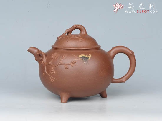 紫砂壶图片：三足梅花 - 宜兴紫砂壶网