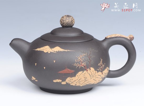 紫砂壶图片：香泉（山水） - 宜兴紫砂壶网