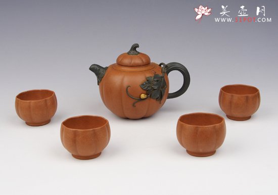 紫砂壶图片：南瓜套壶 - 宜兴紫砂壶网