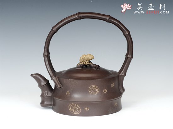 紫砂壶图片：斑竹提梁 - 宜兴紫砂壶网